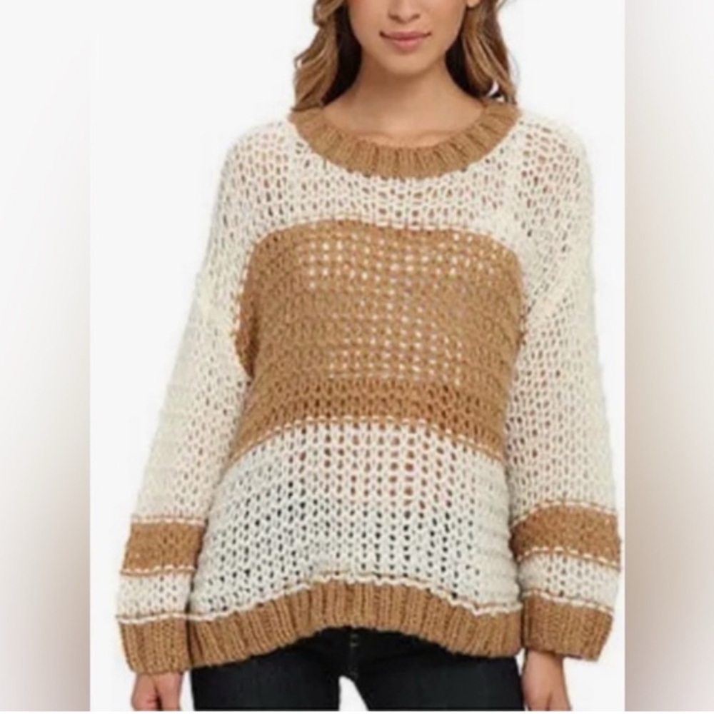 Free People open knit sweater wool and alpaca blend size M